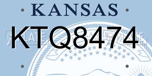 KTQ8474 Kansas License Plate
