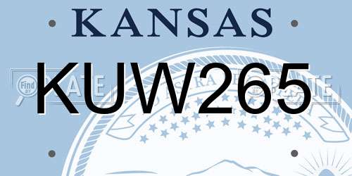 KUW265 Kansas License Plate