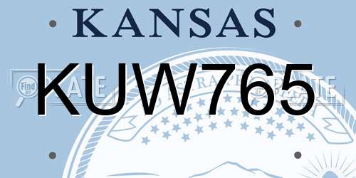 KUW765 Kansas License Plate