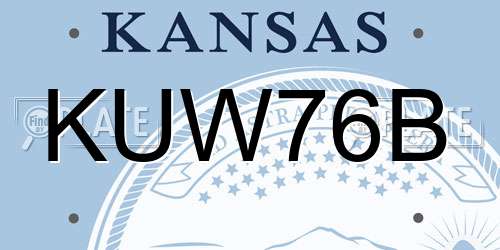 KUW76B Kansas License Plate