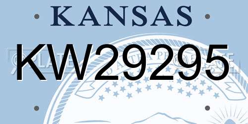 KW29295 Kansas License Plate