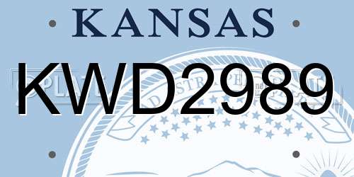 KWD2989 Kansas License Plate