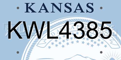 KWL4385 Kansas License Plate