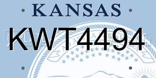KWT4494 Kansas License Plate