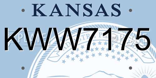KWW7175 Kansas License Plate