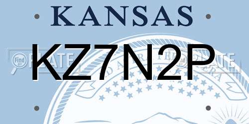 KZ7N2P Kansas License Plate