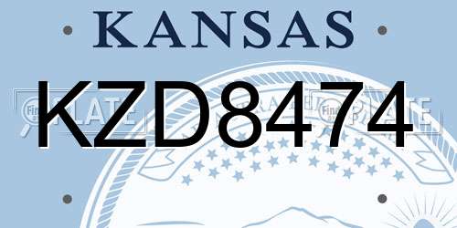 KZD8474 Kansas License Plate