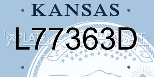 L77363D Kansas License Plate