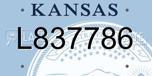 L837786 Kansas License Plate