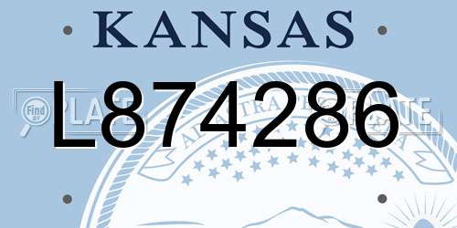 L874286 Kansas License Plate
