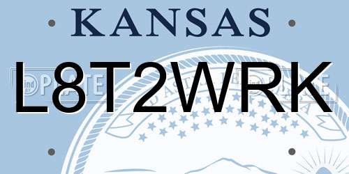 L8T2WRK Kansas License Plate