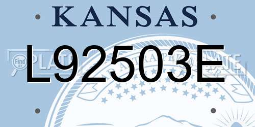 L92503E Kansas License Plate