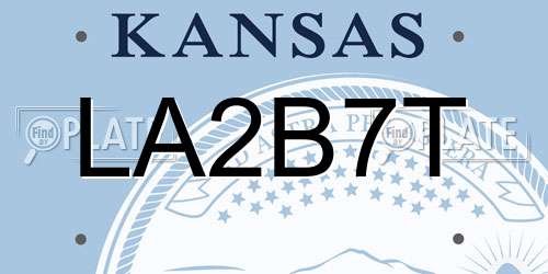 LA2B7T Kansas License Plate