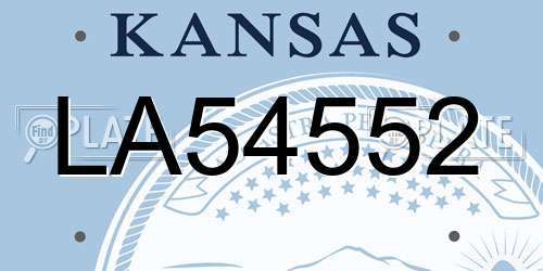 LA54552 Kansas License Plate