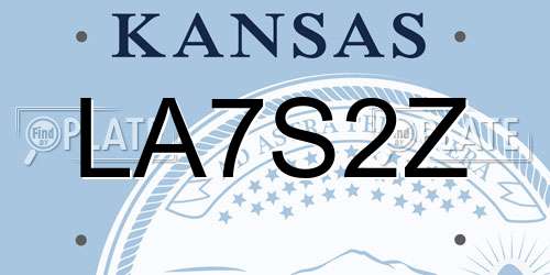 LA7S2Z Kansas License Plate
