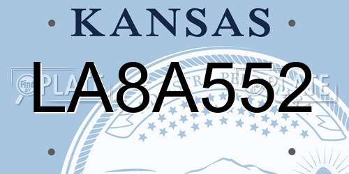 LA8A552 Kansas License Plate