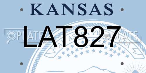 LAT827 Kansas License Plate