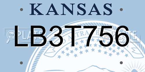 LB3T756 Kansas License Plate
