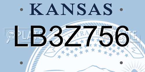 LB3Z756 Kansas License Plate