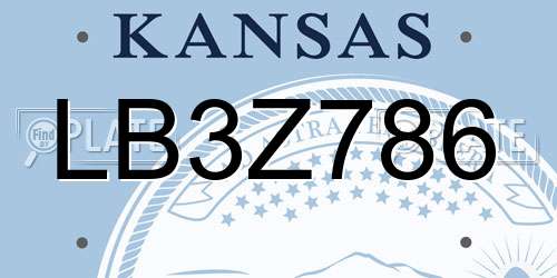LB3Z786 Kansas License Plate
