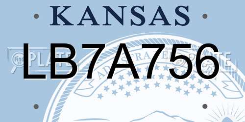 LB7A756 Kansas License Plate