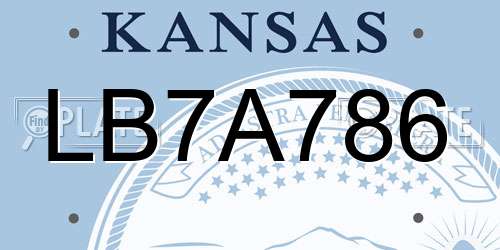 LB7A786 Kansas License Plate