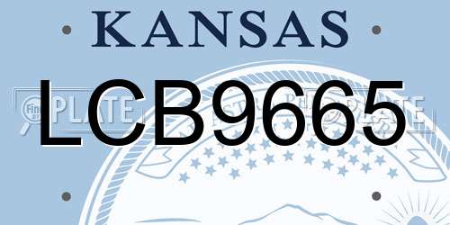 LCB9665 Kansas License Plate
