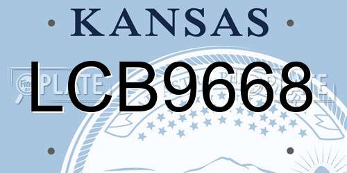 LCB9668 Kansas License Plate