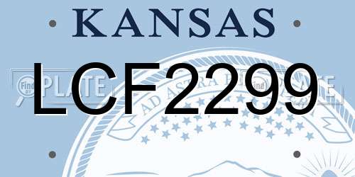 LCF2299 Kansas License Plate