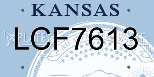 LCF7613 Kansas License Plate