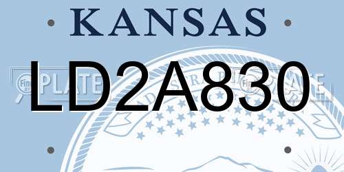 LD2A830 Kansas License Plate