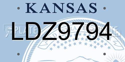 LDZ9794 Kansas License Plate