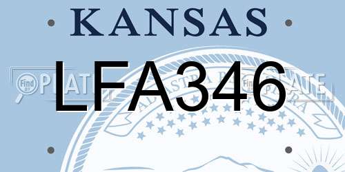 LFA346 Kansas License Plate