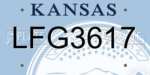 LFG3617 Kansas License Plate