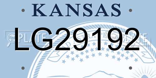 LG29192 Kansas License Plate