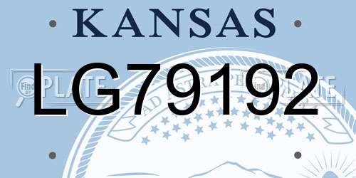 LG79192 Kansas License Plate