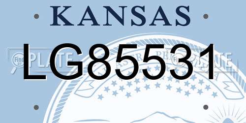 LG85531 Kansas License Plate