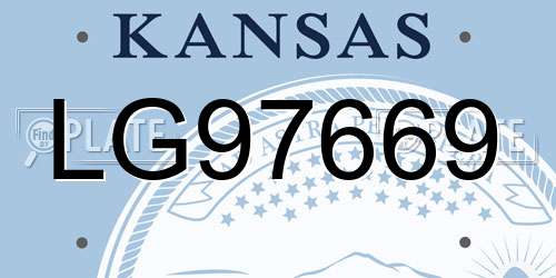 LG97669 Kansas License Plate