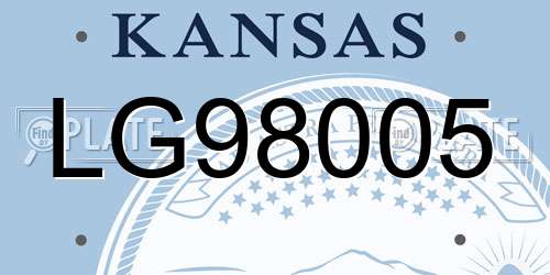 LG98005 Kansas License Plate