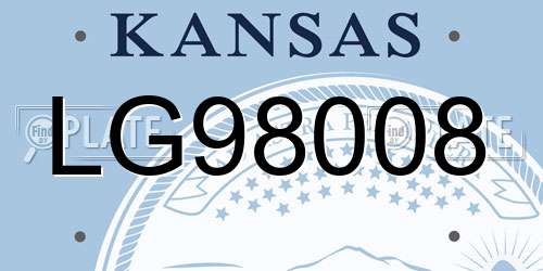 LG98008 Kansas License Plate