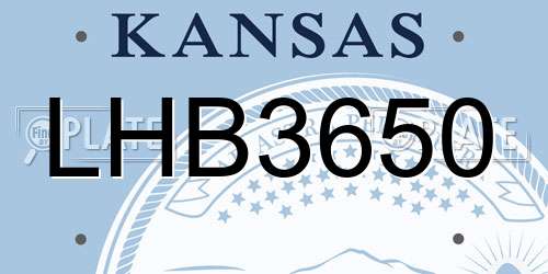 LHB3650 Kansas License Plate