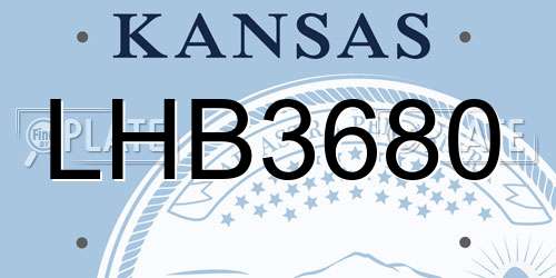 LHB3680 Kansas License Plate