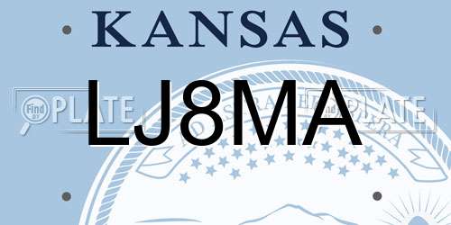 LJ8MA Kansas License Plate