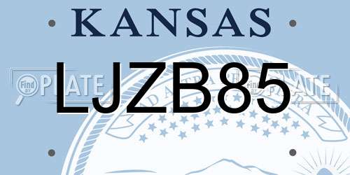 LJZB85 Kansas License Plate