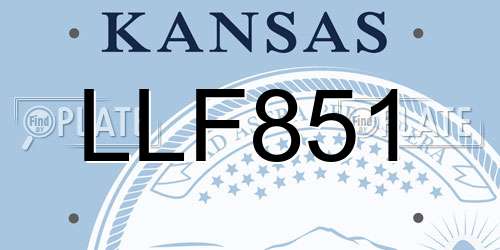 LLF851 Kansas License Plate