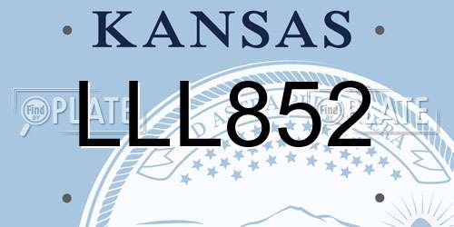 LLL852 Kansas License Plate