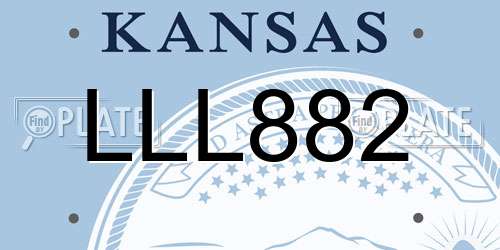 LLL882 Kansas License Plate