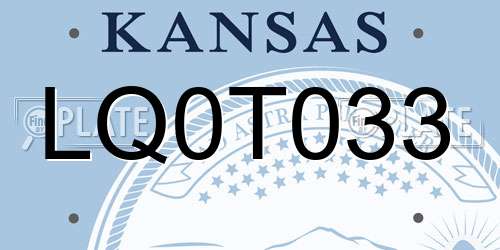 LQ0T033 Kansas License Plate