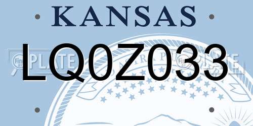 LQ0Z033 Kansas License Plate