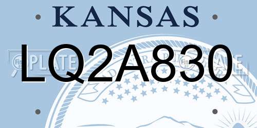 LQ2A830 Kansas License Plate